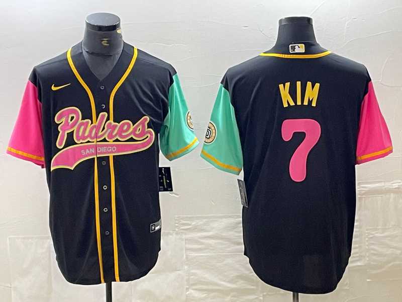 Mens San Diego Padres #7 Ha Seong Kim Black NEW 2023 City Connect Cool Base Stitched Jerseys->san diego padres->MLB Jersey